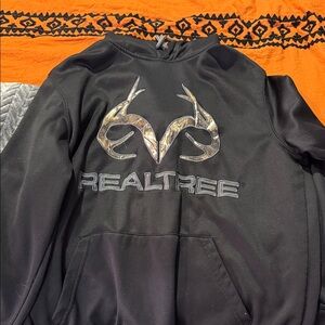 Realtree Black Hoodie with Camouflage Antler Design